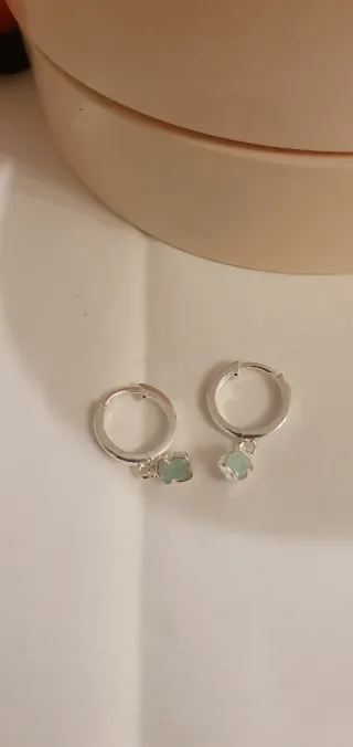 Mini aros plata y amazonita