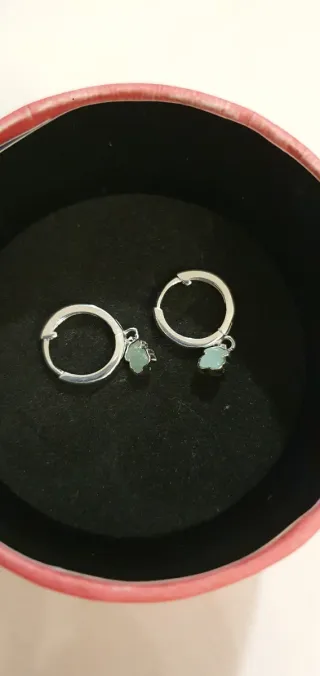 Mini aros plata y amazonita