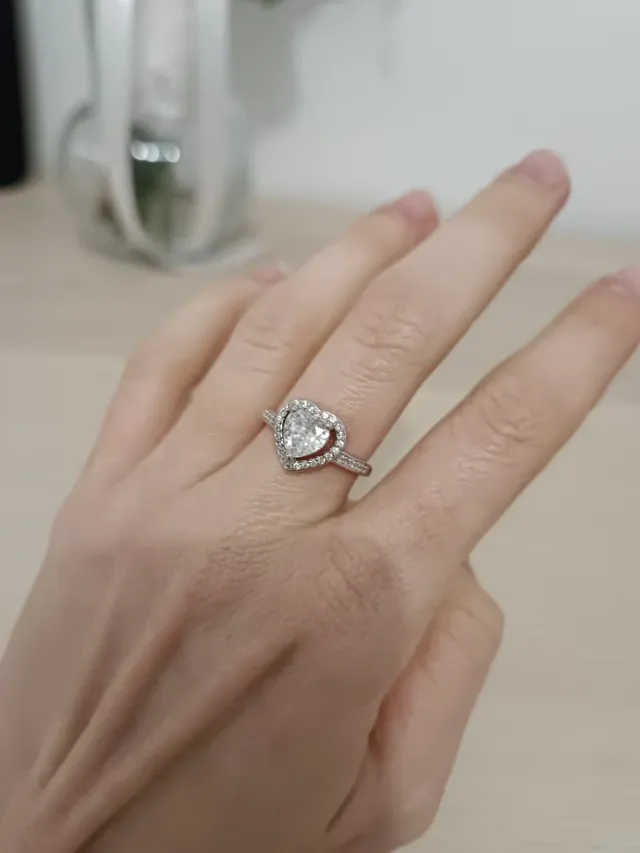 Anillo Plata 925 Corazón Circonitas Ajustable