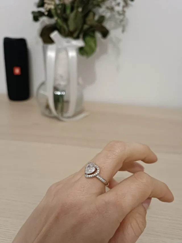 Anillo Plata 925 Corazón Circonitas Ajustable