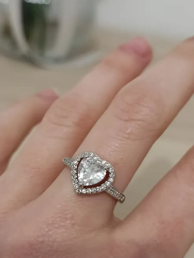 Anillo Plata 925 Corazón Circonitas Ajustable