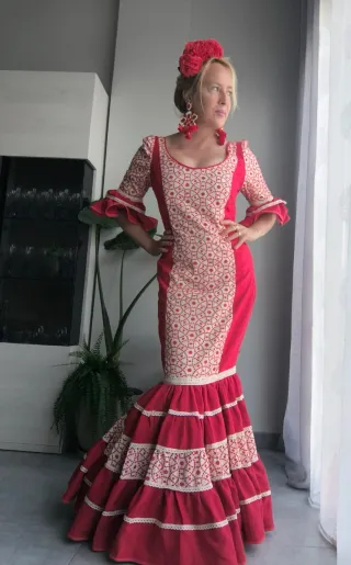 Vestido Flamenca Rojo y Blanco