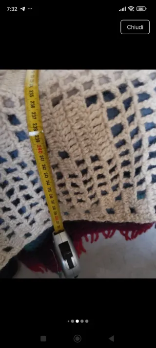 Coperta antica lana vintage cm280x250 uncinetto