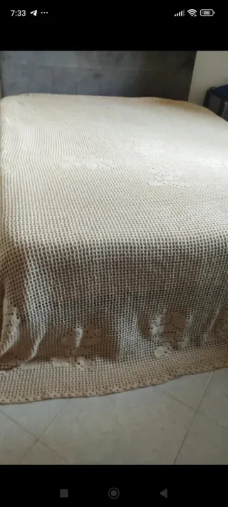 Coperta antica lana vintage cm280x250 uncinetto