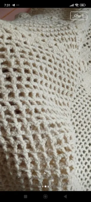Coperta antica lana vintage cm280x250 uncinetto