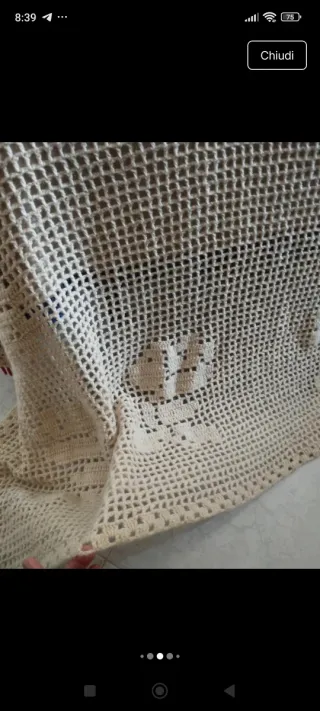 Coperta antica lana vintage cm280x250 uncinetto