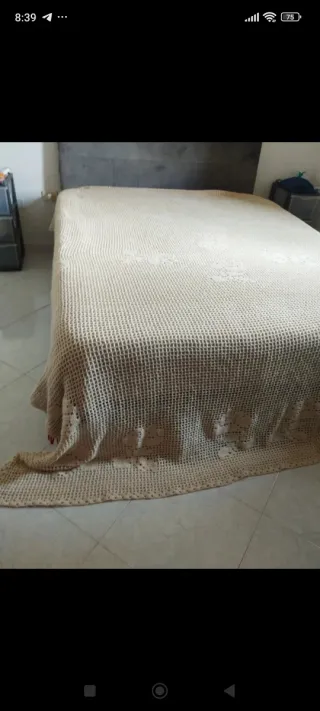 Coperta antica lana vintage cm280x250 uncinetto