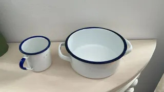 Set da 2 Smaltate Bianche Blu