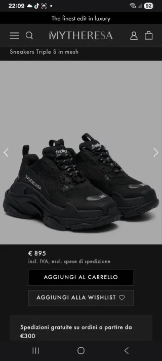 Balenciaga Triple S nere Tg 36