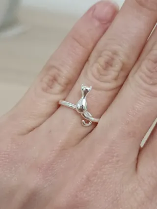 Anillo Plata 925 Gato Nuevo Ajustable