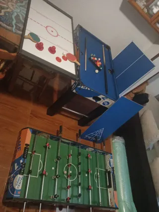 Mesa Multijuegos: Billar, Futbolín, Hockey, Pinpon
