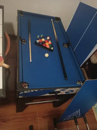 Mesa Multijuegos: Billar, Futbolín, Hockey, Pinpon