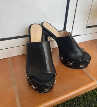 Sandalias Gucci Plataforma Tacón Negro