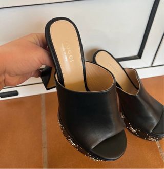 Sandalias Gucci Plataforma Tacón Negro