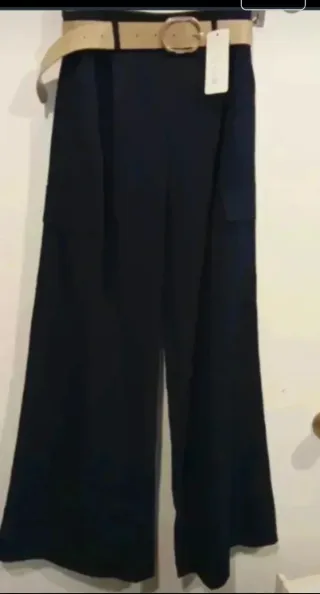 Pantalones anchos mujer talla única negro