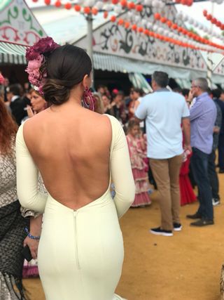 Vestito Flamenca Pedro Béjar Beige/Buganvilla