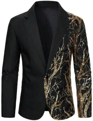 Chaqueta de espectáculo negra y dorada Talla L