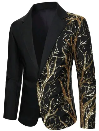 Chaqueta de espectáculo negra y dorada Talla L