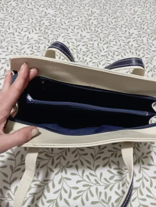 Bolso M&S beige y azul de hombro