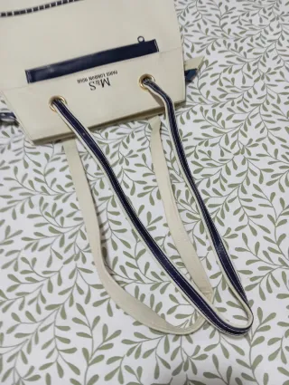 Bolso M&S beige y azul de hombro