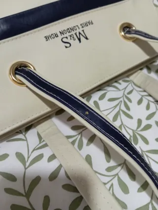 Bolso M&S beige y azul de hombro