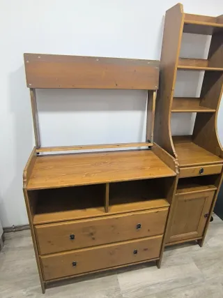 Cambiador bebé madera con columna