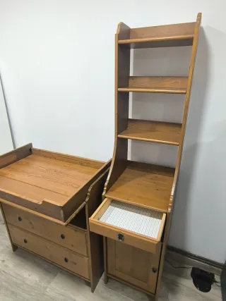 Cambiador bebé madera con columna