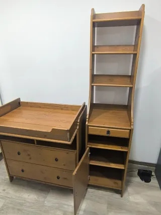 Cambiador bebé madera con columna