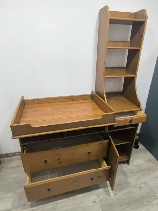 Cambiador bebé madera con columna