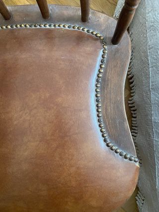 Conjunto 6 Sillas Madera y Cuero Marrón