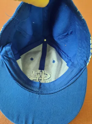 Cappellino Blu con Stampa Dollari e Carte da Gioco