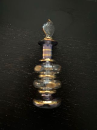 Perfumador de cristal dorado y morado