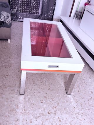 Mesa centro elevable cristal y metal