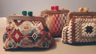 Bolsos de mano de madera y tela