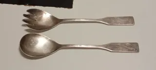 CUCHARA Y TENEDOR BAÑADOS EN PLATA ANTIGUOS 1930