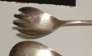 CUCHARA Y TENEDOR BAÑADOS EN PLATA ANTIGUOS 1930