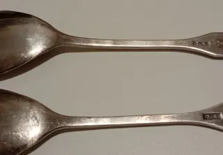 CUCHARA Y TENEDOR BAÑADOS EN PLATA ANTIGUOS 1930