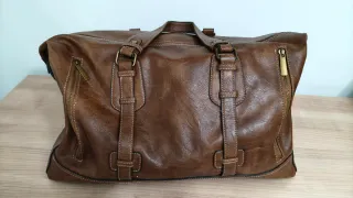 Bolso de viaje de cuero marrón