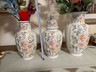 Set 3 Vasi Ceramica con Fiori