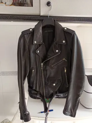 Cazadora Cuero Zara Mujer Talla L