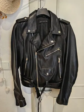 Cazadora Cuero Zara Mujer Talla L