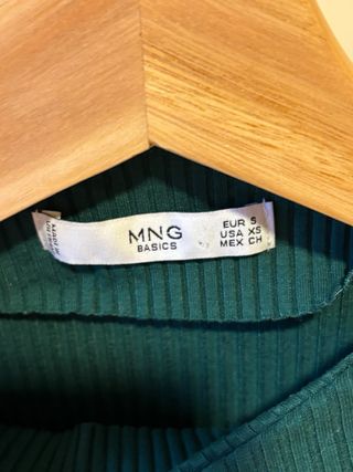 Top verde oscuro Mango de canalé