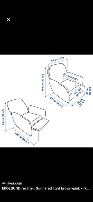 Sillón reclinable Ikea gris tela
