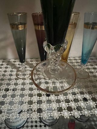 Set 5 Bicchieri Vetro Colorati