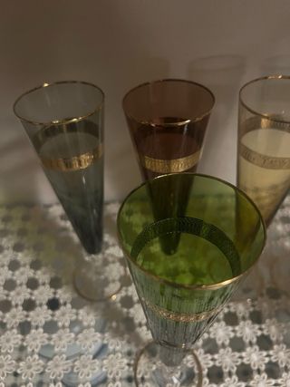 Set 5 Bicchieri Vetro Colorati