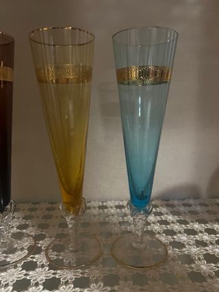 Set 5 Bicchieri Vetro Colorati