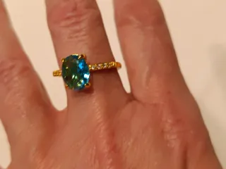 Anillo Chapado oro Azul Circonita
