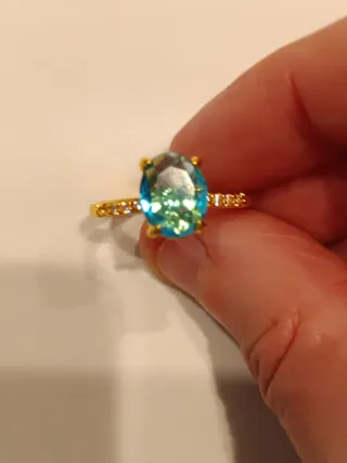 Anillo Chapado oro Azul Circonita