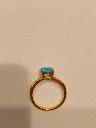 Anillo Chapado oro Azul Circonita