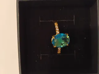 Anillo Chapado oro Azul Circonita